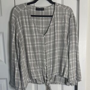 Lane Bryant Women's Plaid Blouse with Tie Front